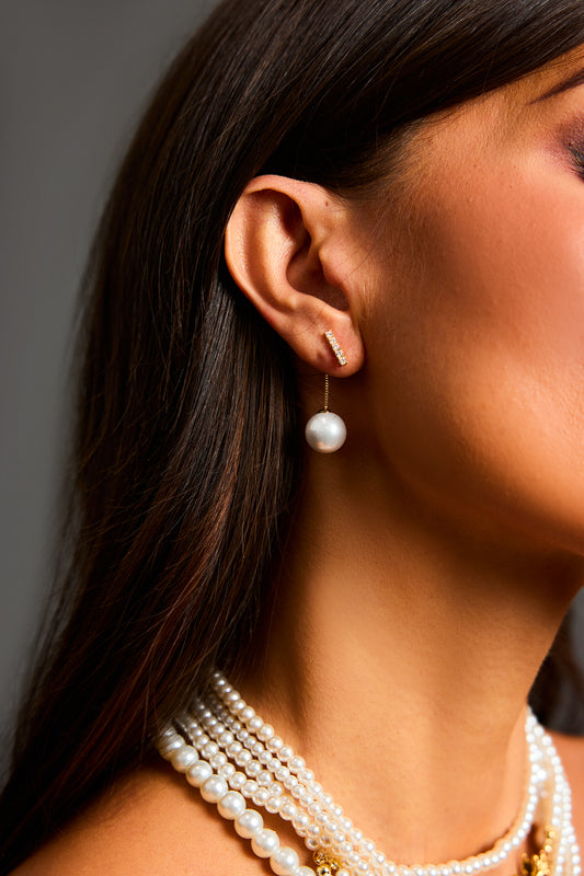 Talia Diamond Pearl Mini Earrings