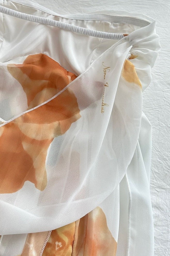 Gaun Maxi Halter Tanpa Punggung Bermotif Bunga