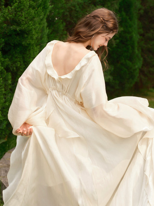 Satin Lace Dress with Drawstring