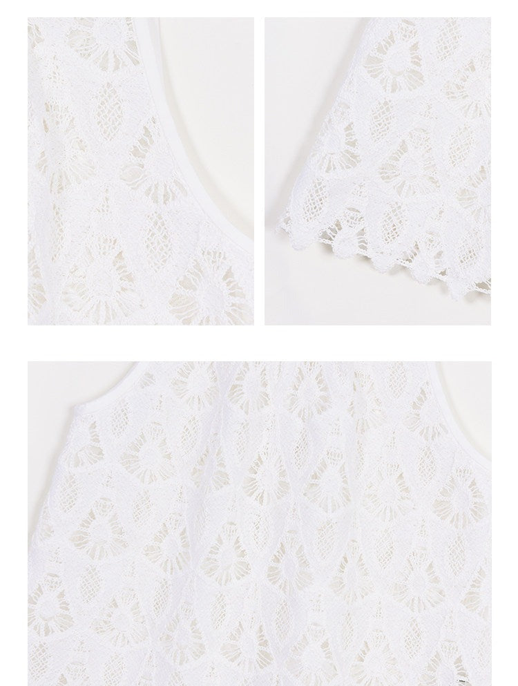 Lace Viscose 2-Piece Set - Sleeveless Top and Skirt