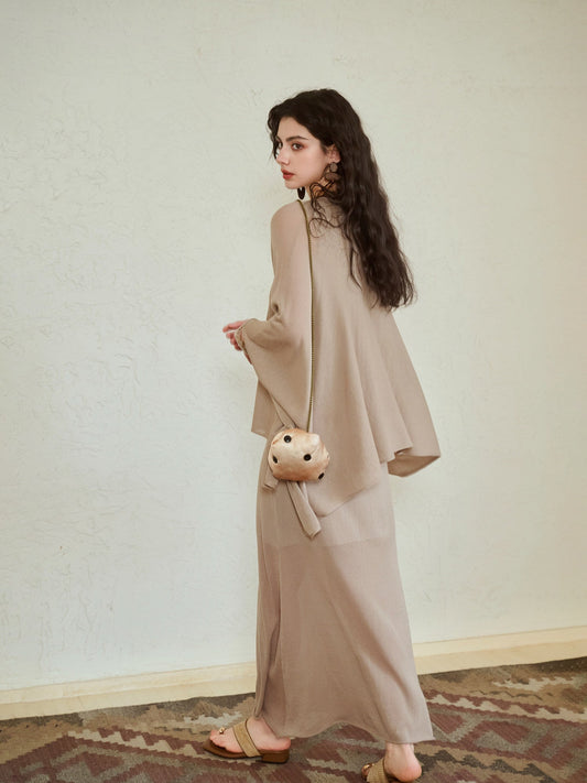 Acetate 2-Piece Set - Lightweight Coat and Dress