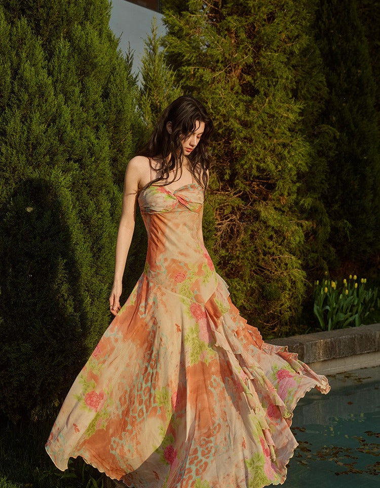 Pollock Print Viscose Dress - Adjustable Straps