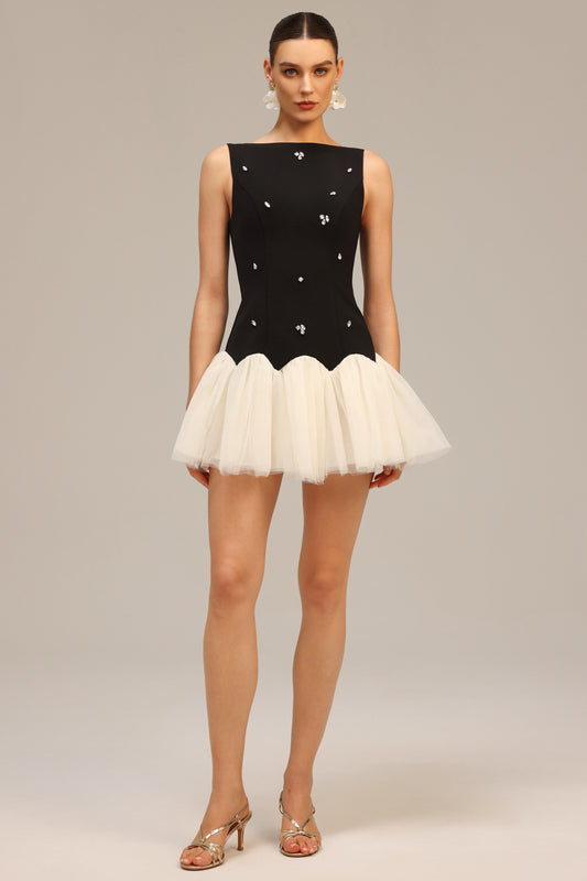 Salamo Sleeveless Diamond Mini Dress