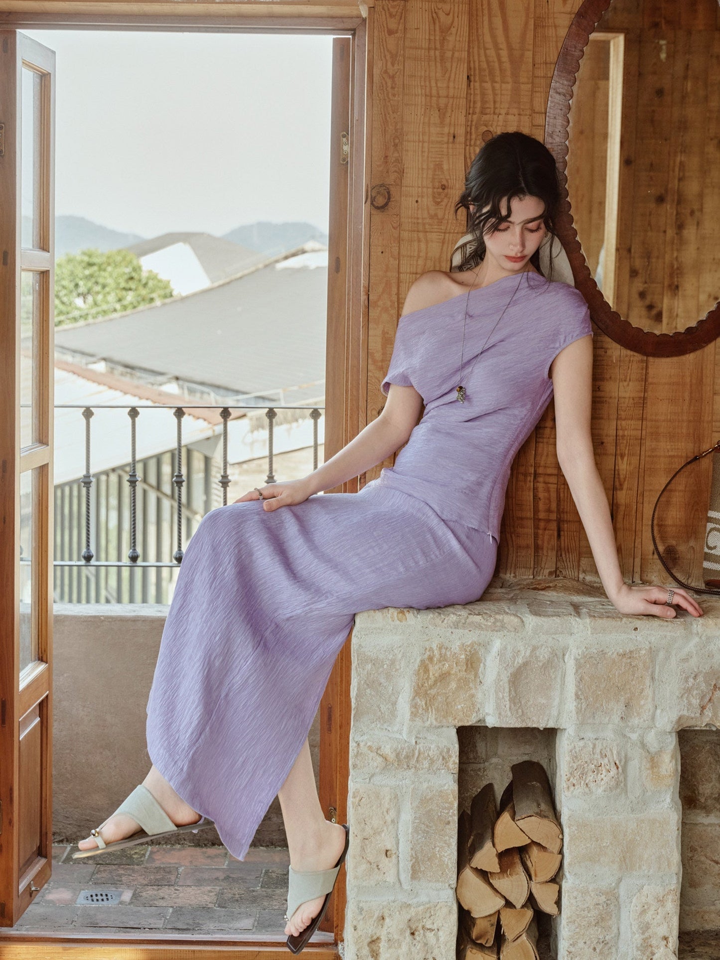 Viscose Skirt Set - Textured Design