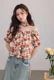 Floral Puff Sleeve Layered Top