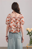 Floral Puff Sleeve Layered Top