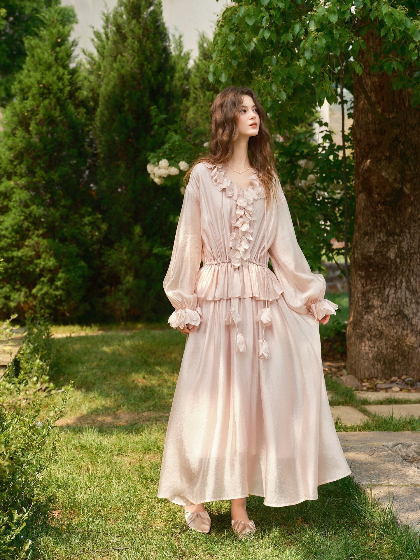 Floral Viscose Dress - Elegant Layered Design