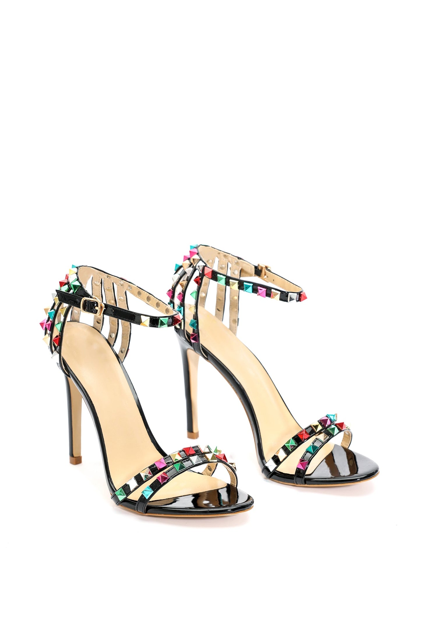 Fresco Rivet Buckle Stiletto Sandals