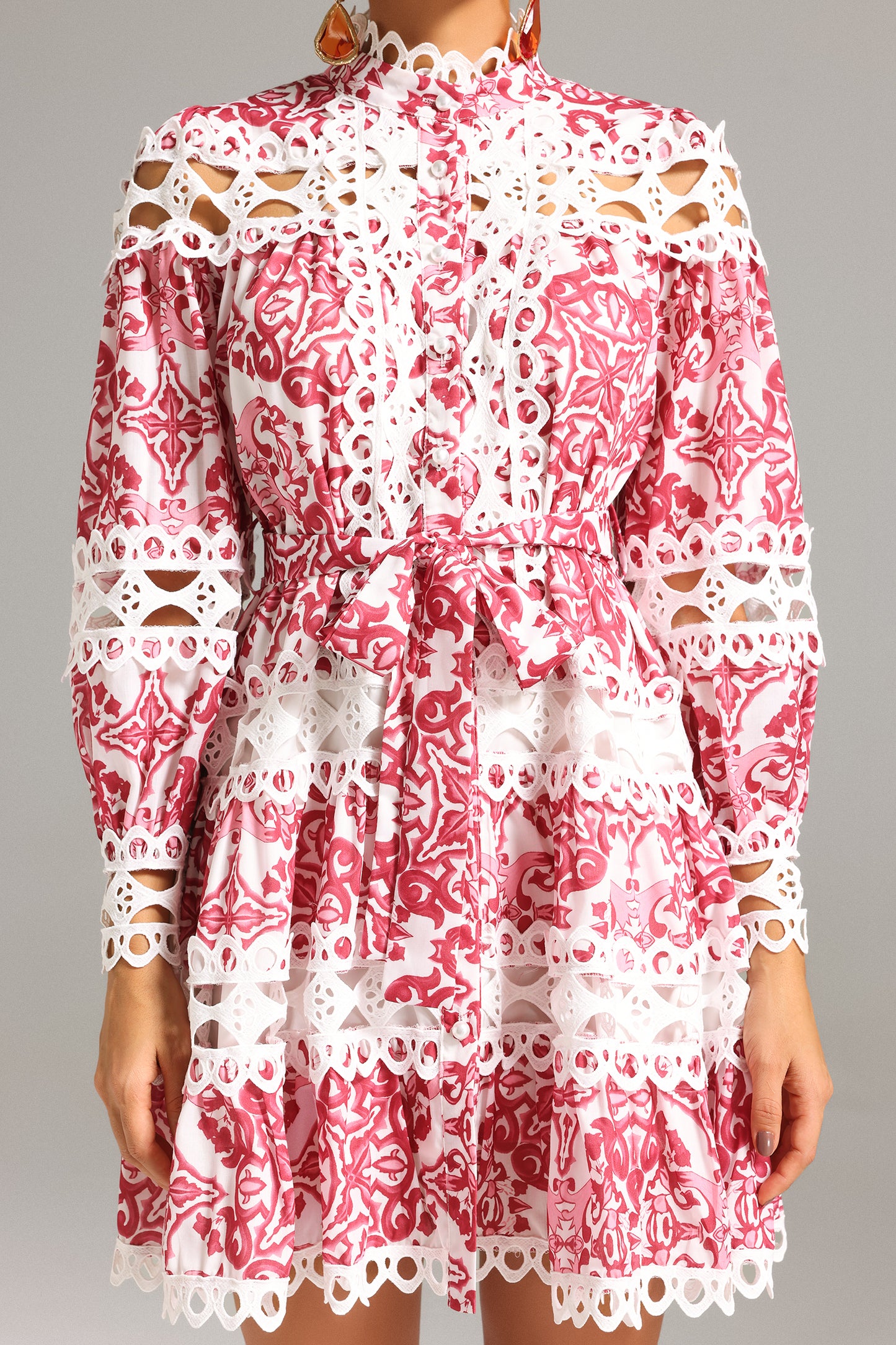 Pascale Printed Lace Mini Dress