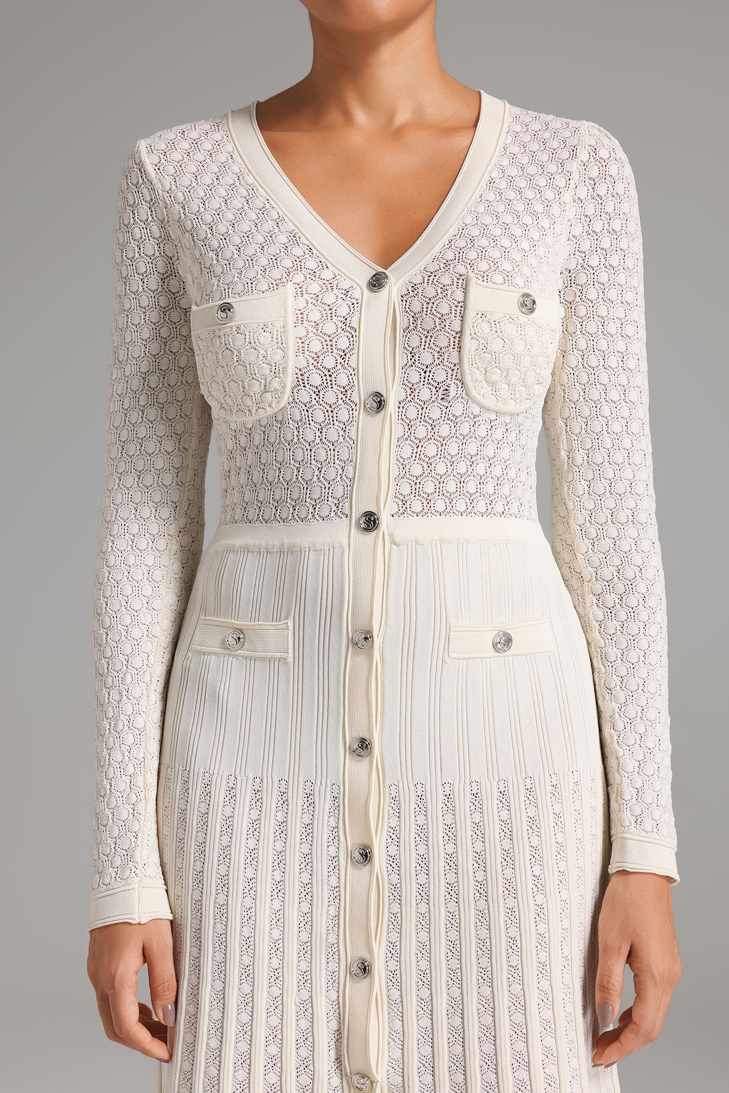 Zuelia Button Placket Knitted Dress