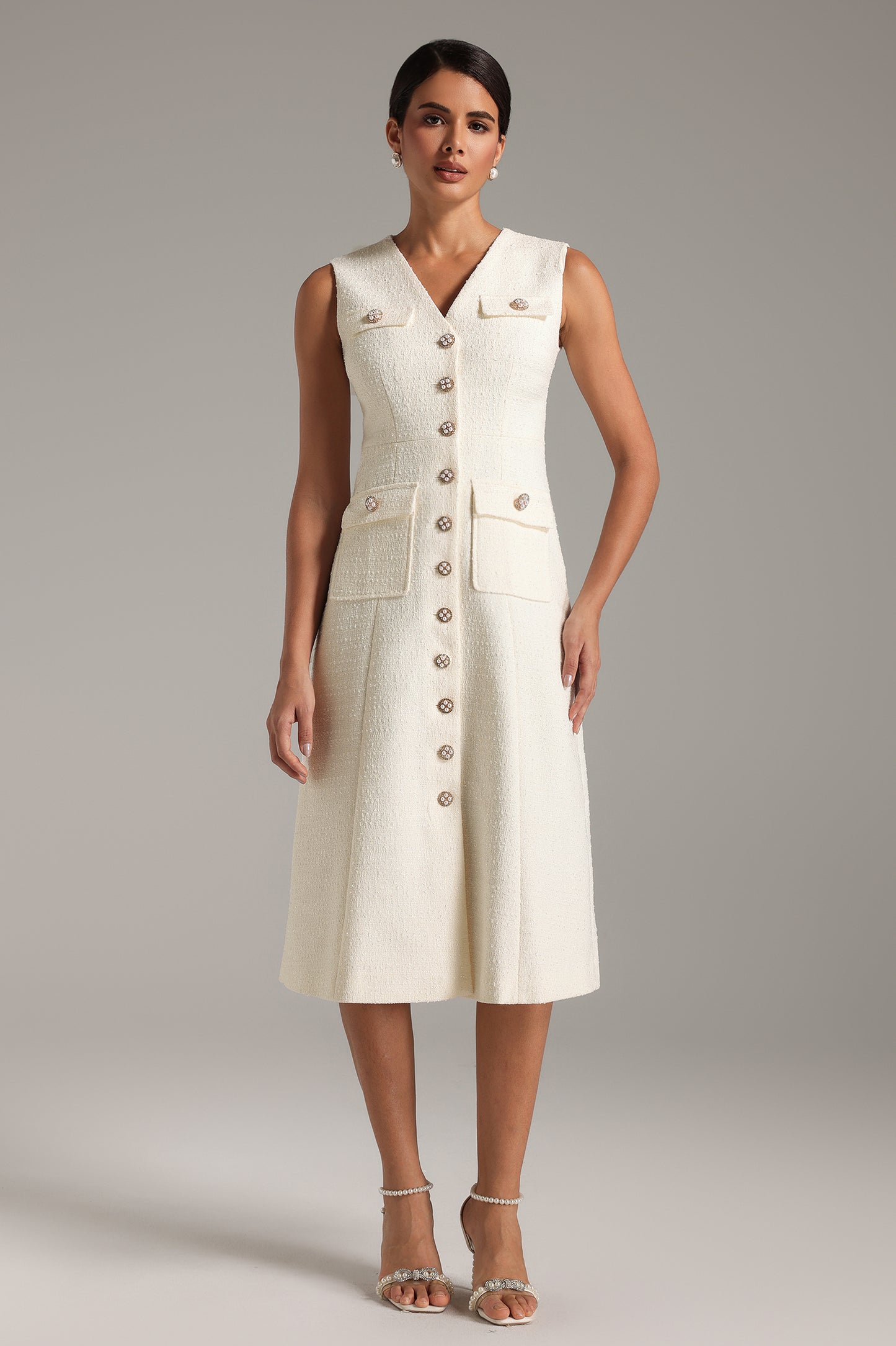 Kyler Diamond Button Midi Dress
