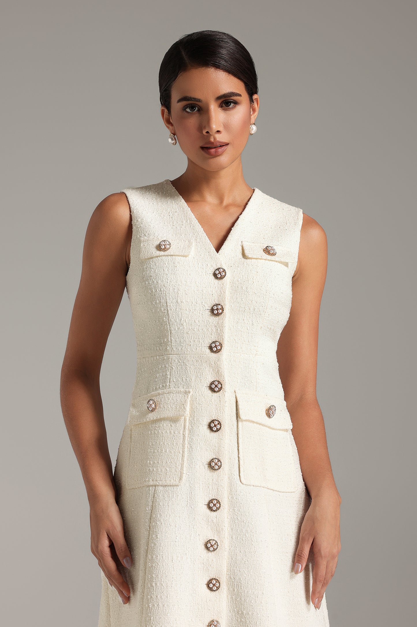 Kyler Diamond Button Midi Dress