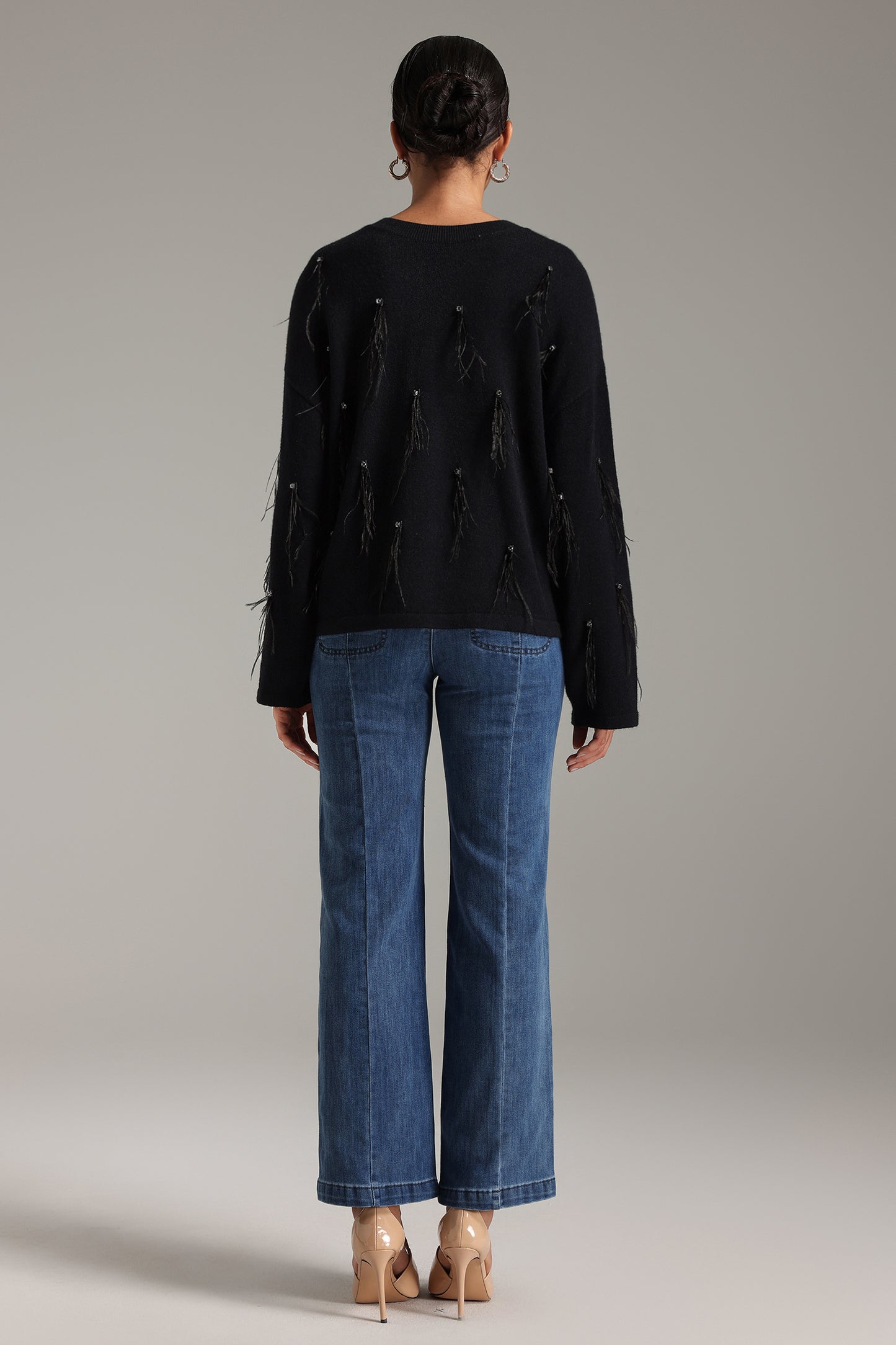 Stacy Sequins Feather Sweater