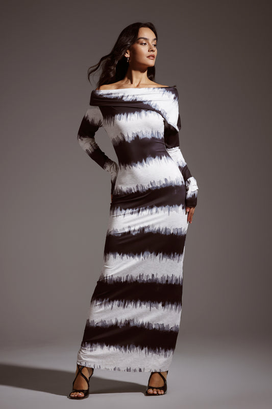Sefa Stripe Long Sleeves Maxi Dress