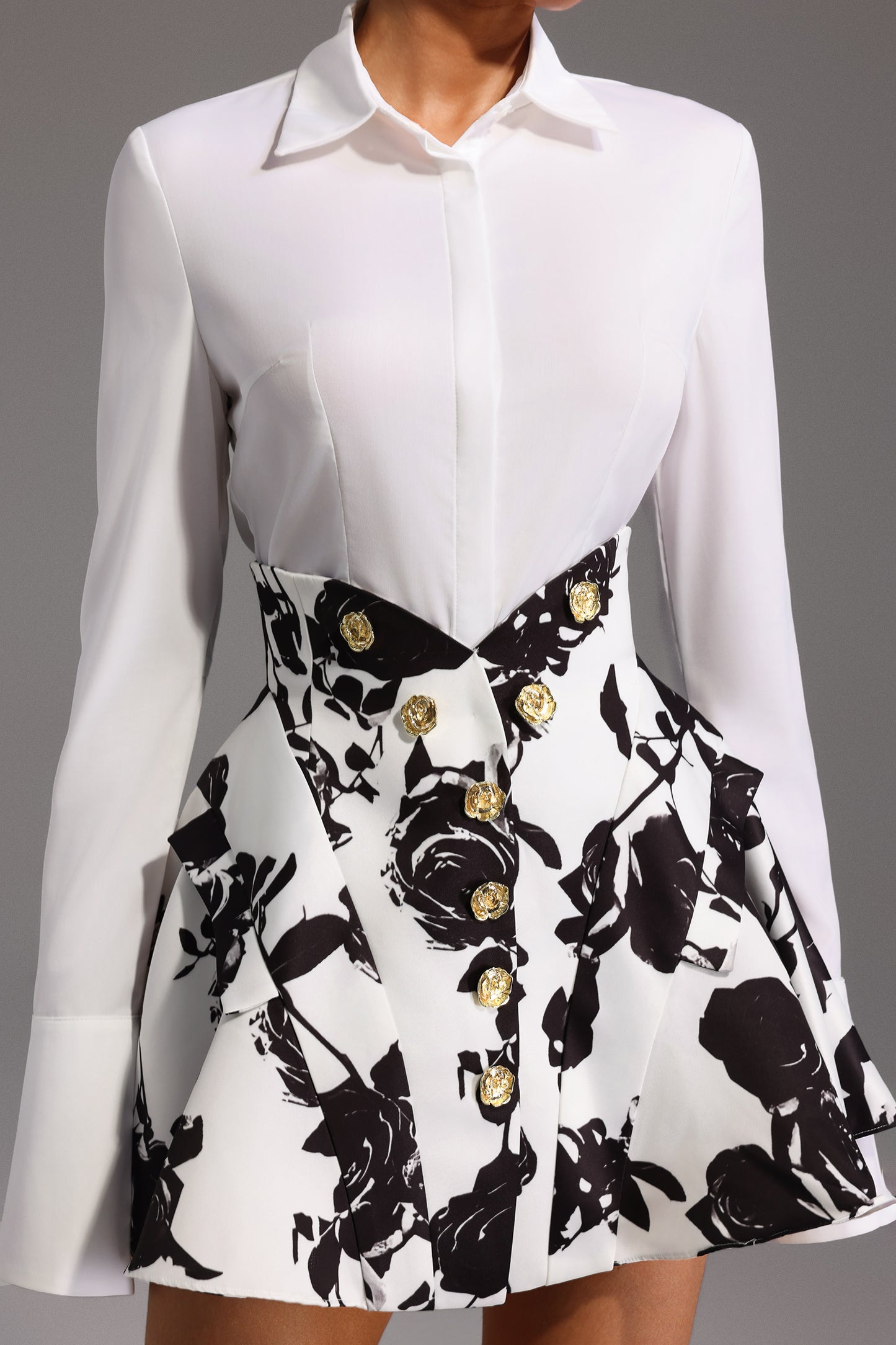 Eithne Long Sleeve Printing Mini Two-Piece Set