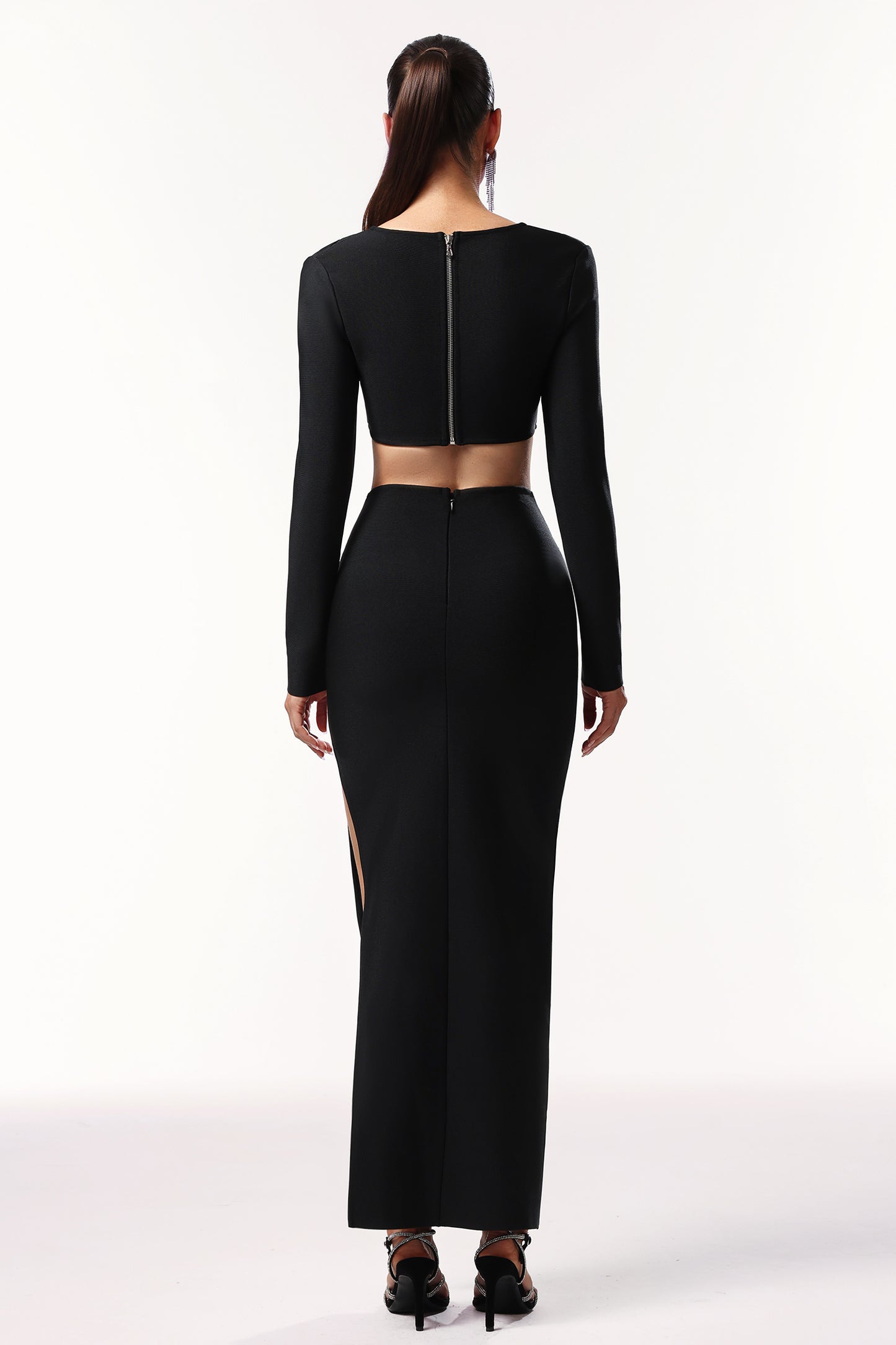 Susan Long Sleeves Hollow Out Butterfly Bandage Maxi Two-Piece Set