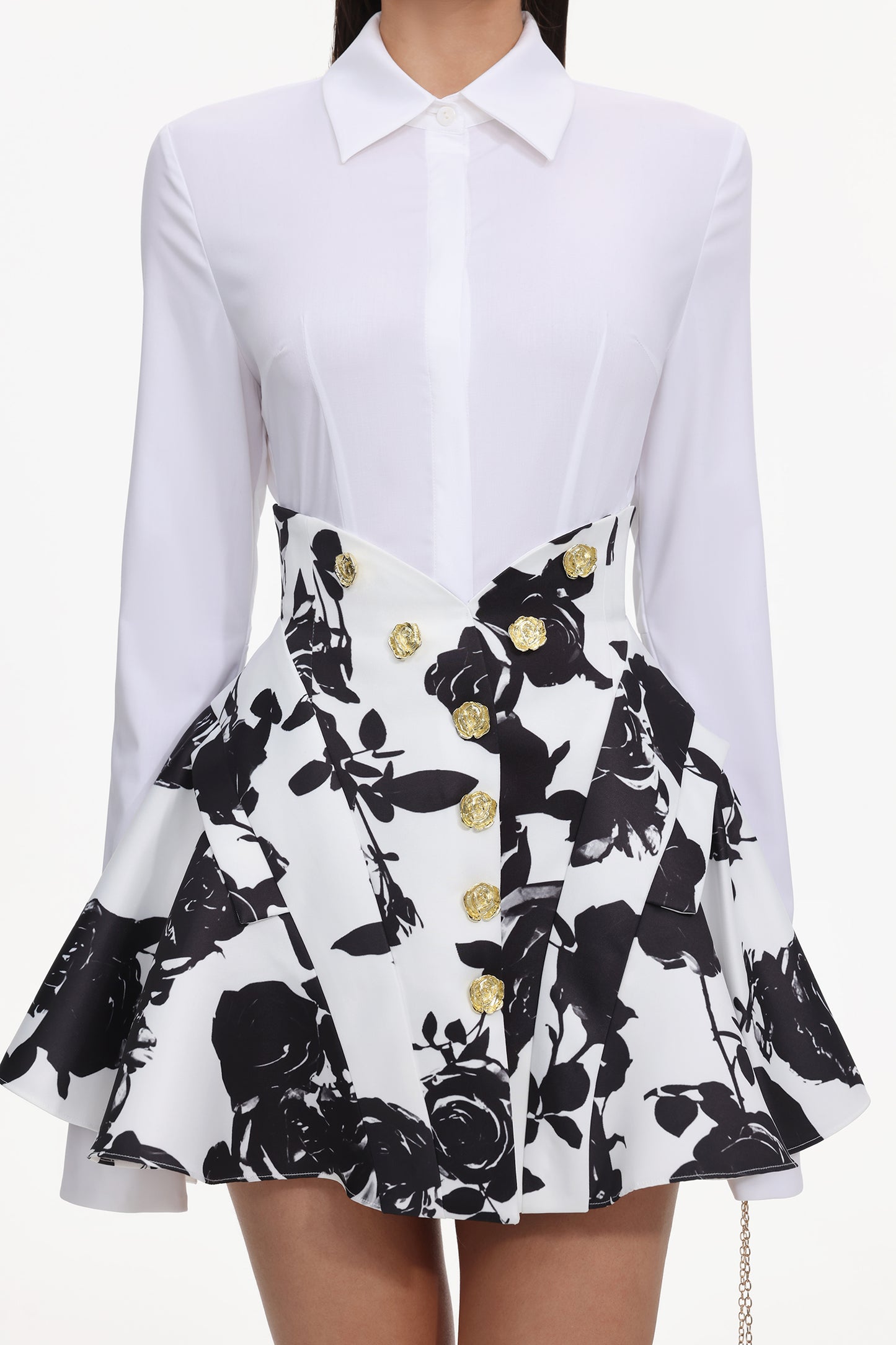 Eithne Long Sleeve Printing Mini Two-Piece Set