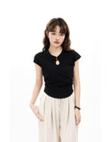 Keyhole Knot Detail Cap Sleeve Top