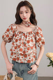 Floral Puff Sleeve Layered Top