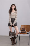 Beige Knit Sweater with Fringe