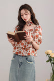 Floral Puff Sleeve Layered Top