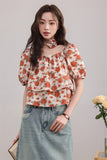 Floral Puff Sleeve Layered Top