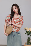 Floral Puff Sleeve Layered Top