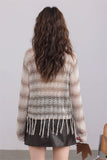 Beige Knit Sweater with Fringe