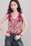 Pink Vest with Floral Appliqué