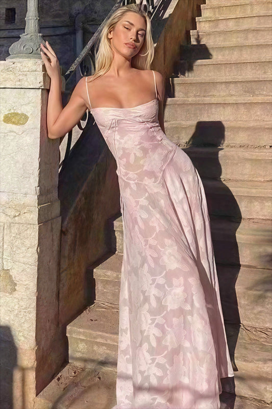 Gaun Maxi Cami Jacquard Elegan
