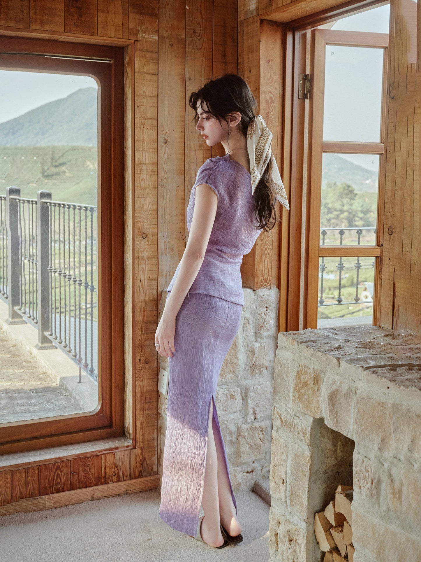 Viscose Skirt Set - Textured Design