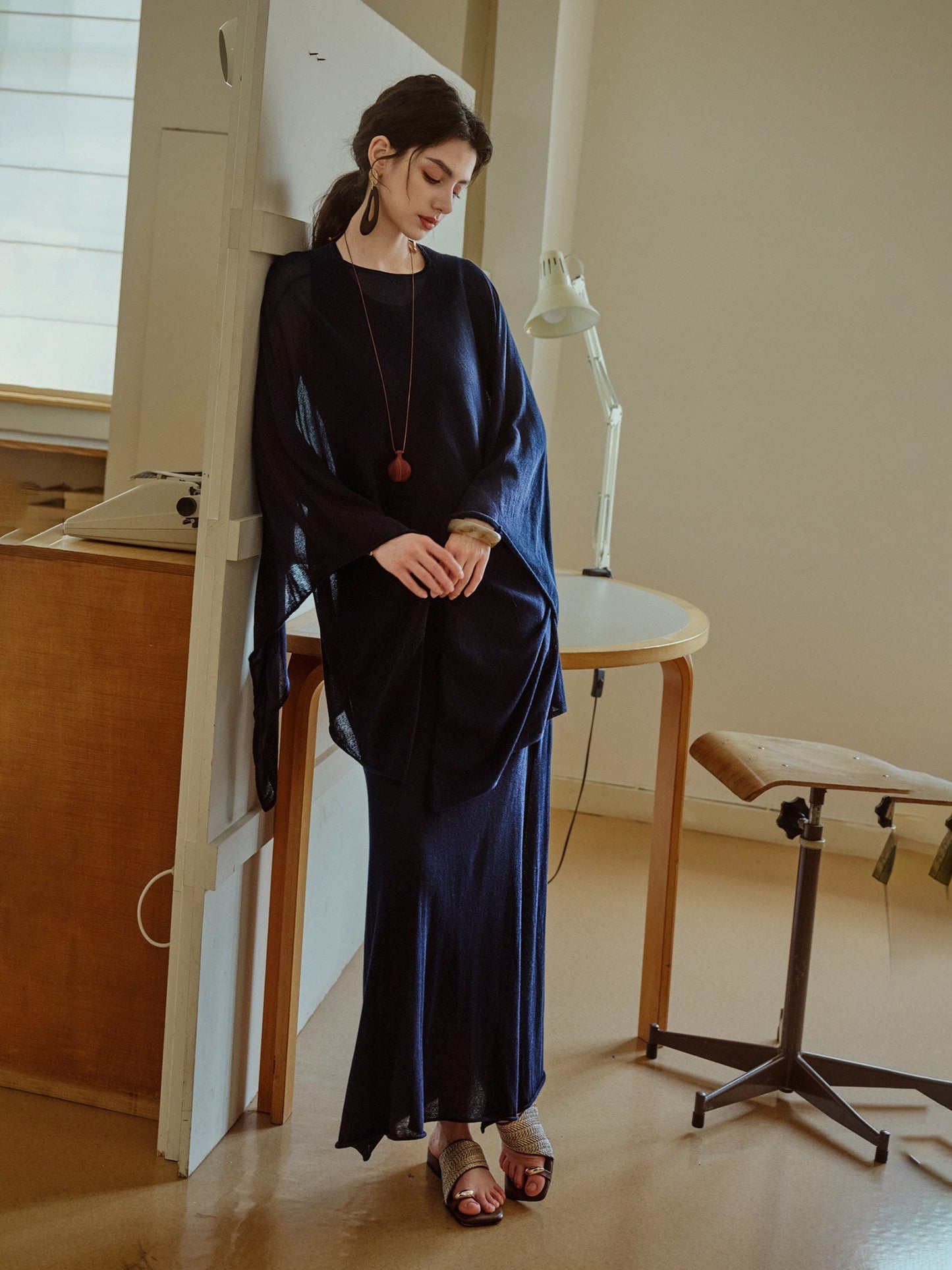 Acetate 2-Piece Set - Lightweight Coat and Dress