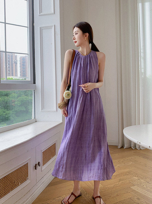 Viscose Dress - Elegant Sleeveless Summer Style