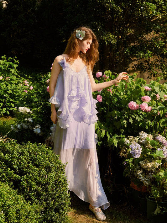Chiffon Dress with Floral Design