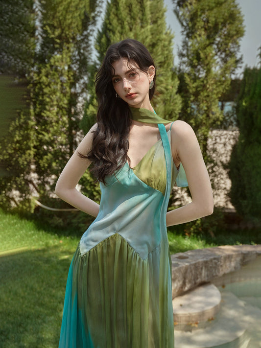 Tencel Chiffon Dress and Shawl Cardigan Set - Elegant and Versatile