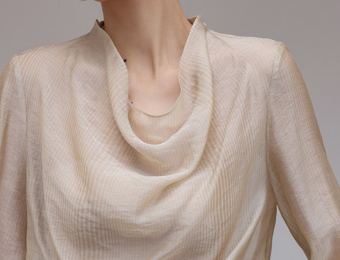 Tencel Shirt with Draped Neckline