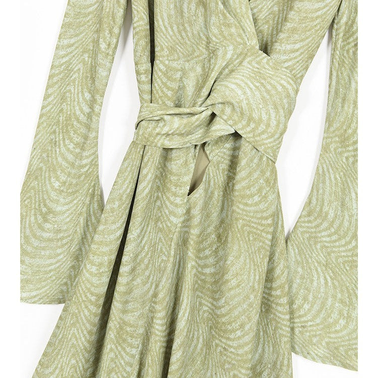 Viscose Dress - Long Sleeve V-Neck Twist Design