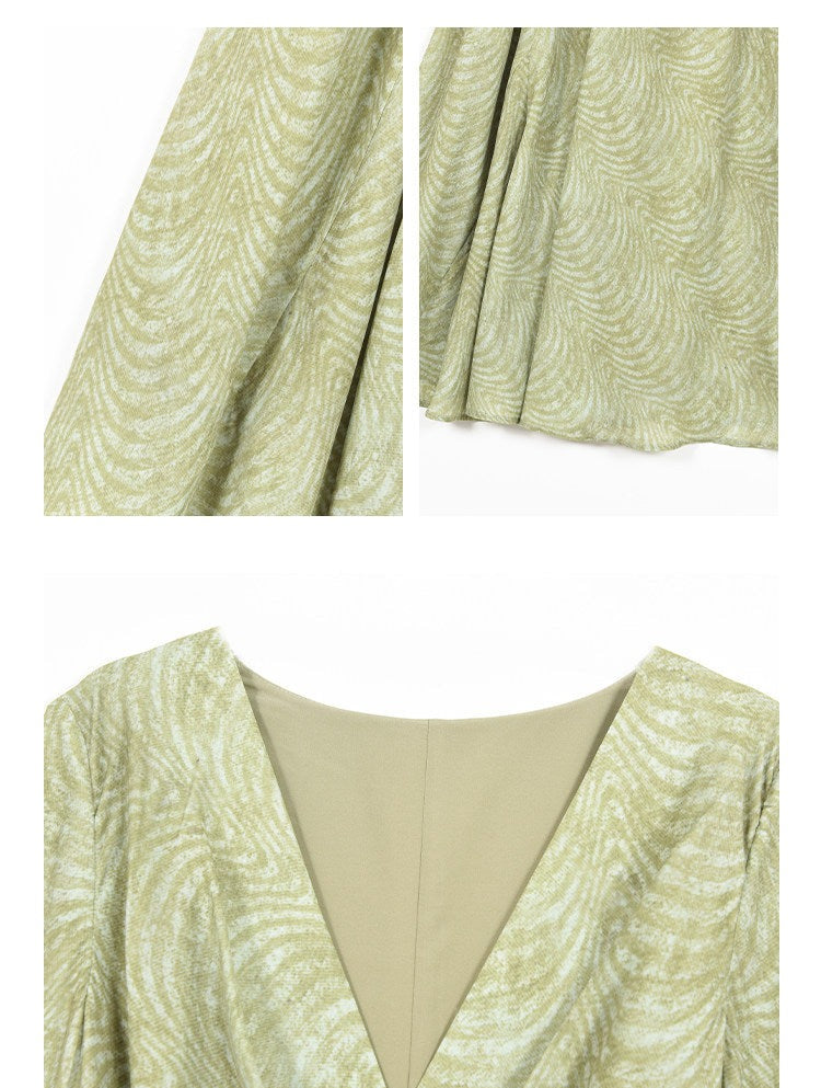 Viscose Dress - Long Sleeve V-Neck Twist Design