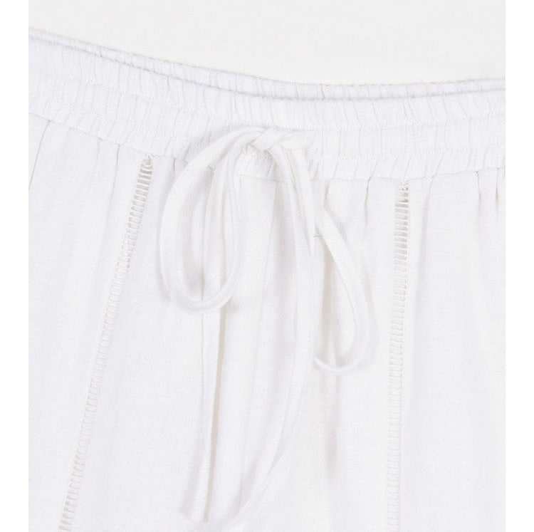 Linen Wide-Leg Pants with Lace Detail