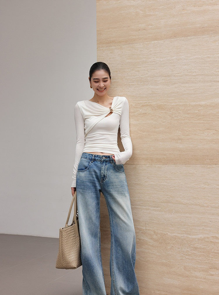 Viscose Long Sleeve Twisted Top