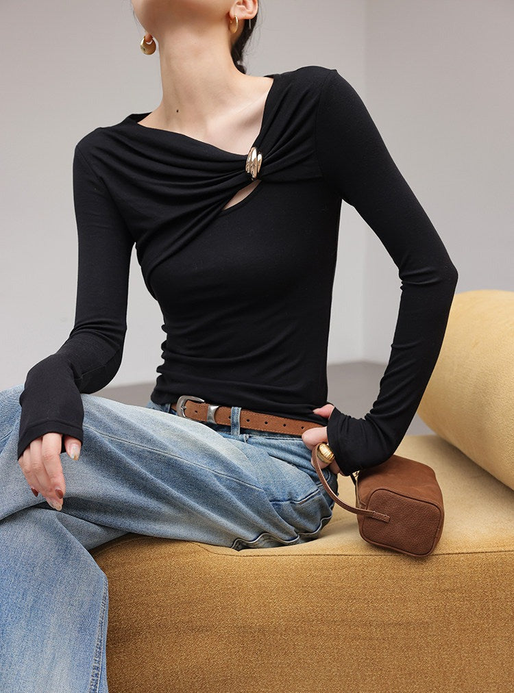 Viscose Long Sleeve Twisted Top