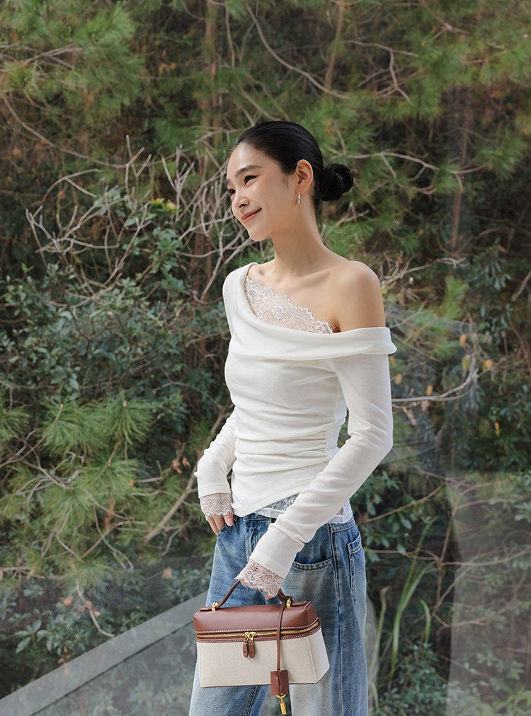 Lace Patchwork Long Sleeve T-Shirt