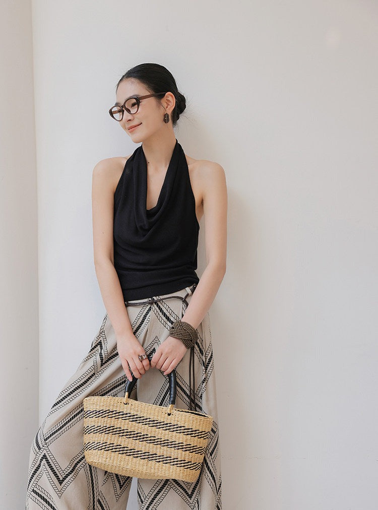 Knitted Camisole with Halter Neckline