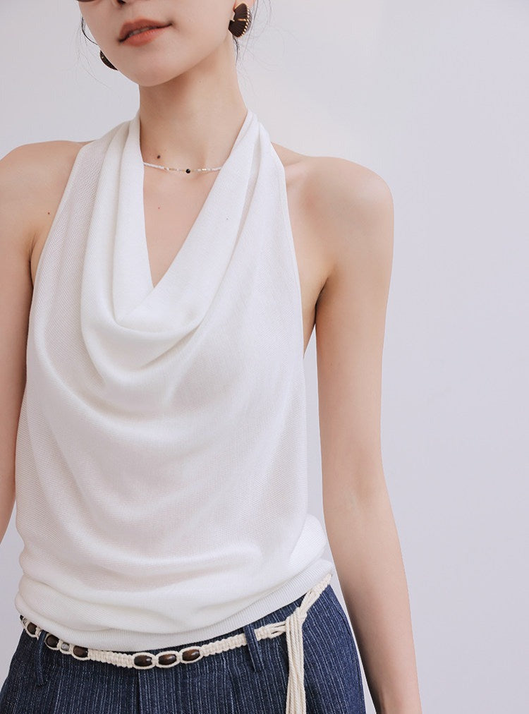 Knitted Camisole with Halter Neckline