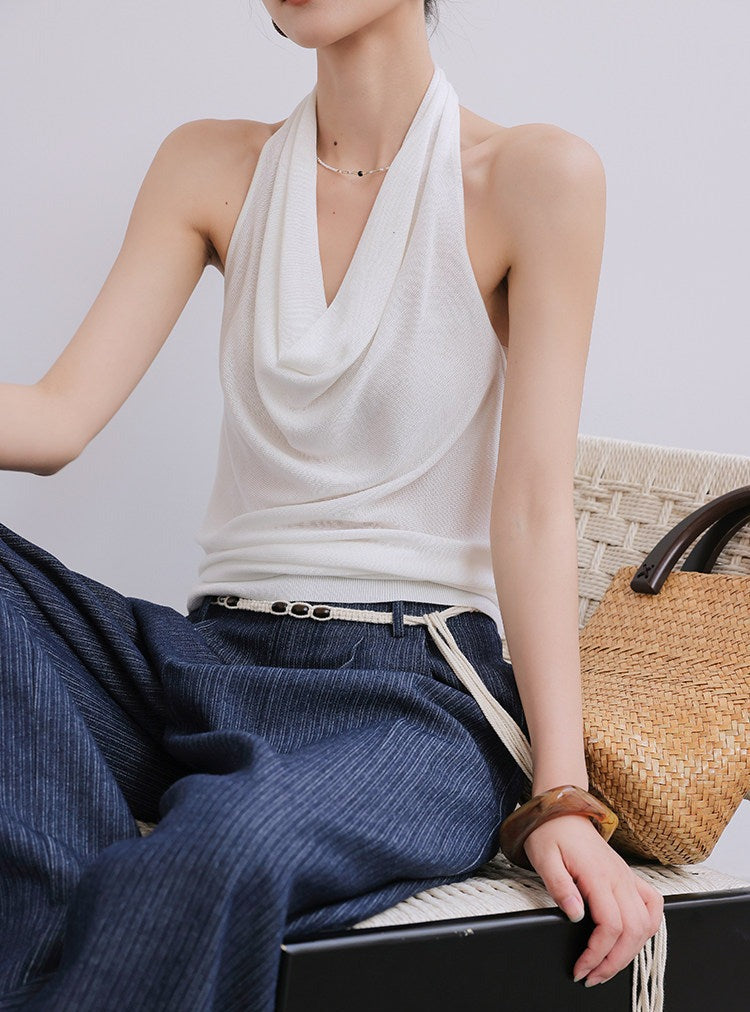 Knitted Camisole with Halter Neckline