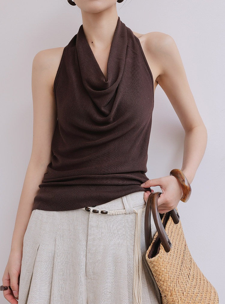 Knitted Camisole with Halter Neckline