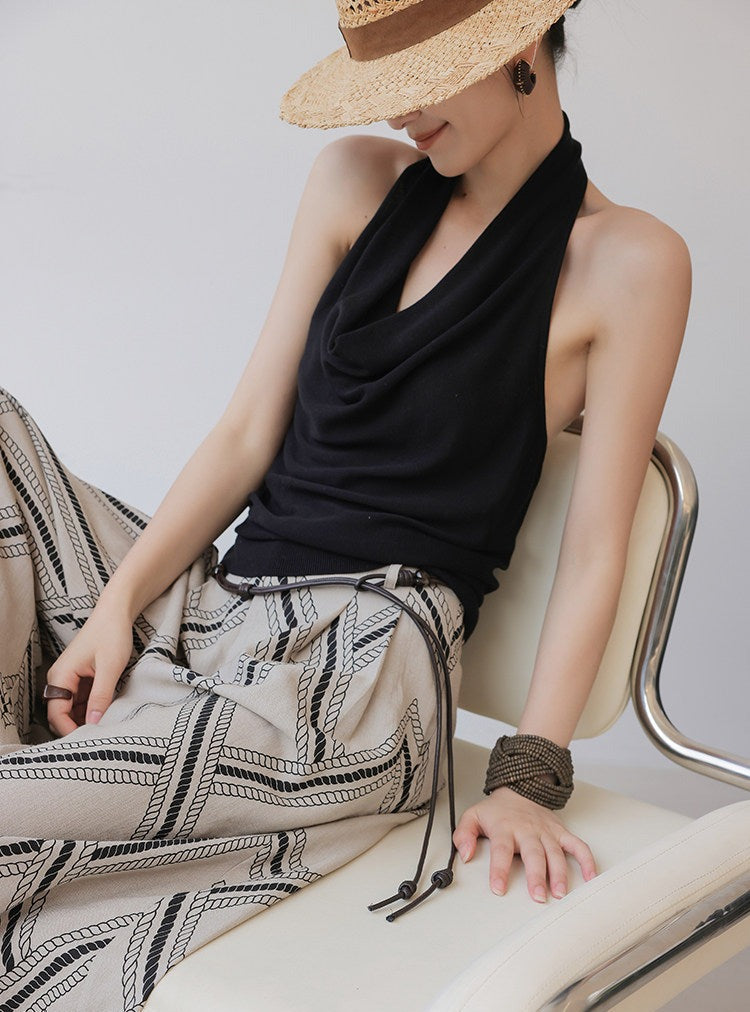 Knitted Camisole with Halter Neckline