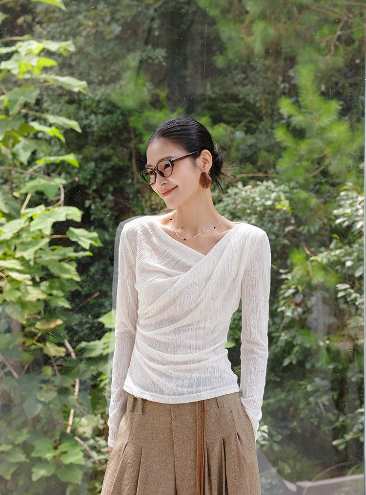 Viscose Top with Asymmetrical Neckline