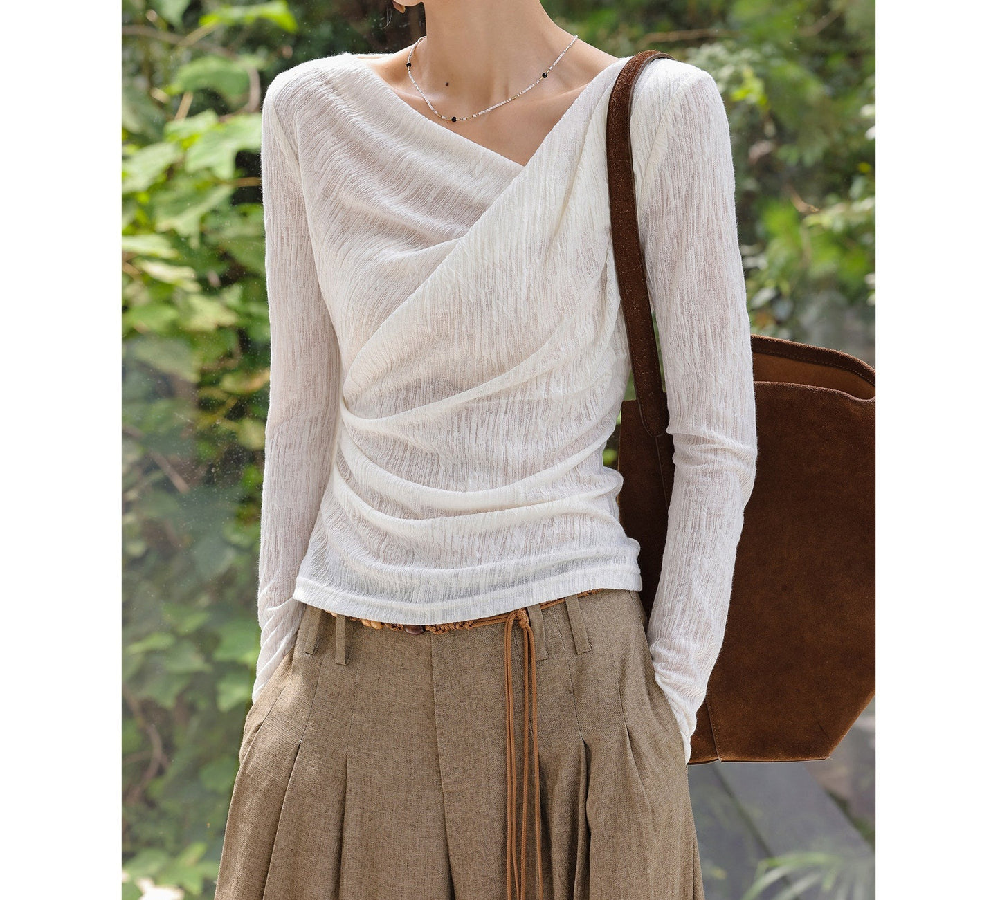 Viscose Top with Asymmetrical Neckline