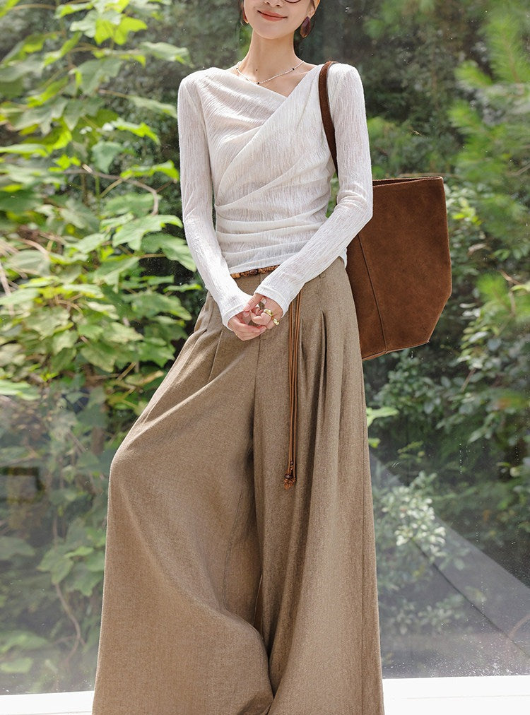 Viscose Top with Asymmetrical Neckline